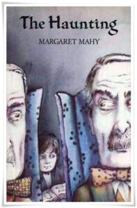 Book cover: “The Haunting” by Margaret Mahy (Atheneum, 1982); audiobook read by Richard Mitchley (Bolinda, 2015)