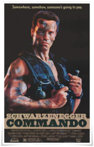 Film poster: “Commando” dir. Mark L. Lester (1985)