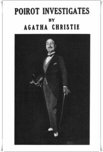 Book cover: “Poirot Investigates” by Agatha Christie (The Bodley Head, 1924); audiobook read by David Suchet (HarperAudio, 2012)