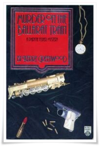 Book cover: “Murder on the Ballarat Train” by Kerry Greenwood (Penguin, 1991); audiobook read by Stephanie Daniel (Bolinda, 2009)