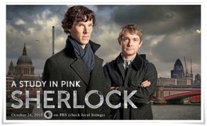 Television poster: “Sherlock: A Study in Pink” by Steven Moffat; dir. Paul McGuigan (BBC One, 2010)