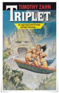 Book cover: “Triplet” by Timothy Zahn (Baen, 1987)