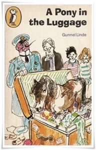 Book cover: “A Pony in the Luggage” by Gunnel Linde; trans. Anne Parker; ill. Richard Kennedy (J. M. Dent & Sons, 1968) [Puffin, 1972]