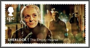 Postage stamp: “Sherlock: The Empty Hearse” by Mark Gatiss; dir. Jeremy Lovering (BBC, 2014)