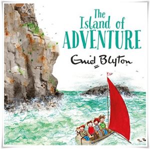 Book cover: “The Island of Adventure” by Enid Blyton (Macmillan, 1944); audiobook read by Thomas Judd (Bolinda, 2021)