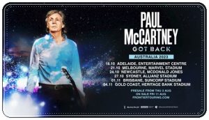 Concert poster: Paul McCartney, Got Back Australian Tour; review of Suncorp Stadium performance, 1st November 2023.