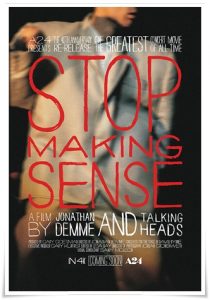 Film poster: “Stop Making Sense” by Talking Heads; dir. Jonathan Demme (1984) [2023 re-release]
