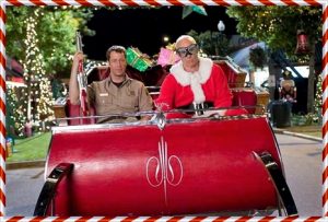 TV screenshot: Carter and Taggart in a sleigh; from “Eureka: O Little Town” by Eric Tuchman; dir. Matt Hastings (Sci-Fi Channel, 2010).