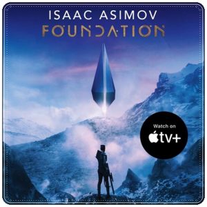 Book cover: “Foundation” by Isaac Asimov (Gnome Press, 1951); audiobook read by William Hope (HarperCollins, 2019)