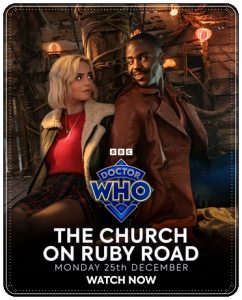 TV poster: “Doctor Who: The Church on Ruby Road” by Russell T. Davies; dir. Mark Tonderai (BBC, 2023)