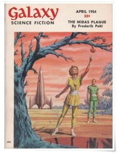 Magazine cover: Galaxy Science Fiction (April, 1954); review of “Hands Off” by Robert Sheckley”, UK No. 18 (September, 1954), pp. 54-63.