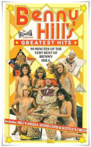 VHS cover: “Benny Hill’s Greatest Hits” (Thames Video, 1990)