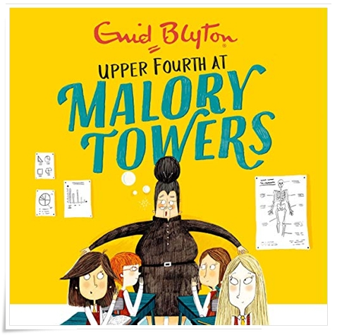Book cover: “Upper Fourth at Malory Towers” by Enid Blyton (Methuen, 1949); audiobook read by Beth Eyre (Bolinda, 2021)