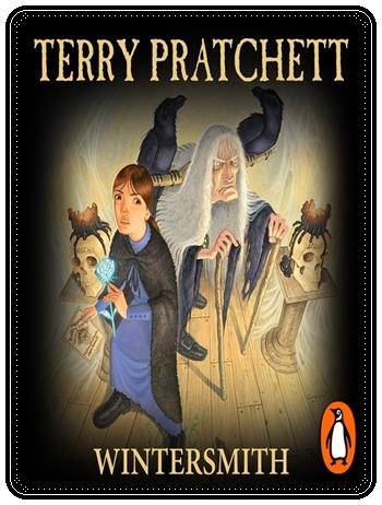 Book cover: “Wintersmith” by Terry Pratchett (Doubleday, 2006); audiobook read by Stephen Briggs (Penguin Random House, 2007)